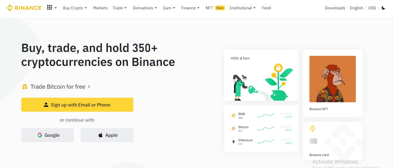 Binance Landing Page