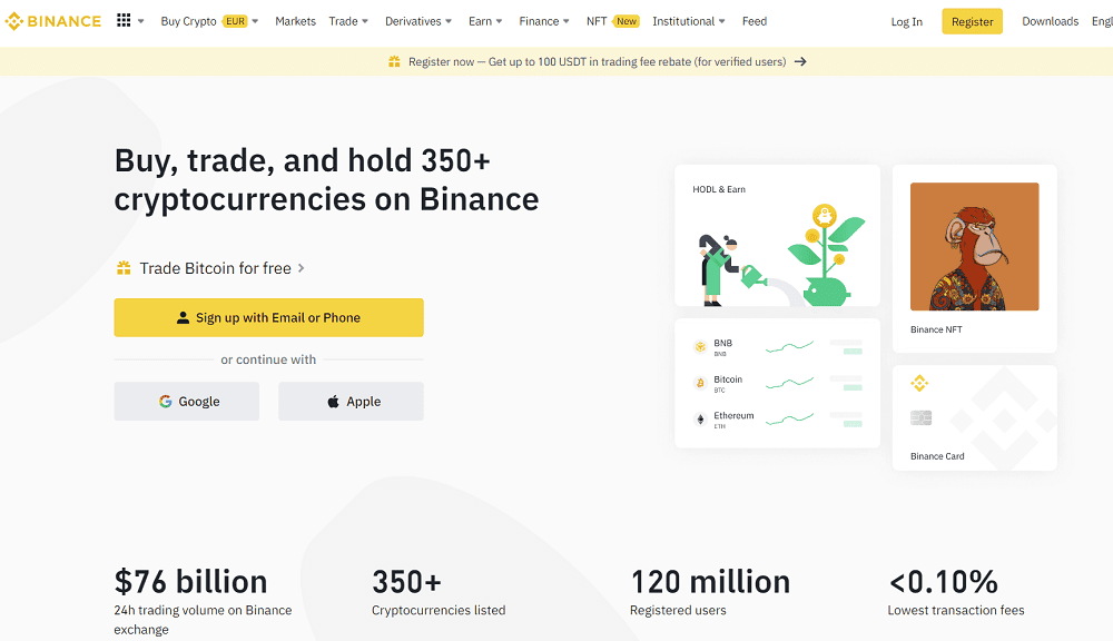 Página web de Binance