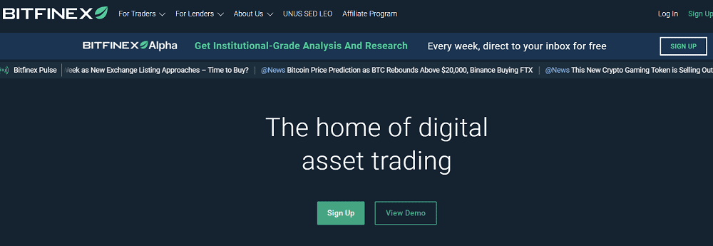 Bitfinex homepage