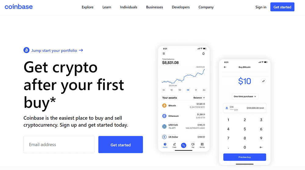 Coinbase Startseite